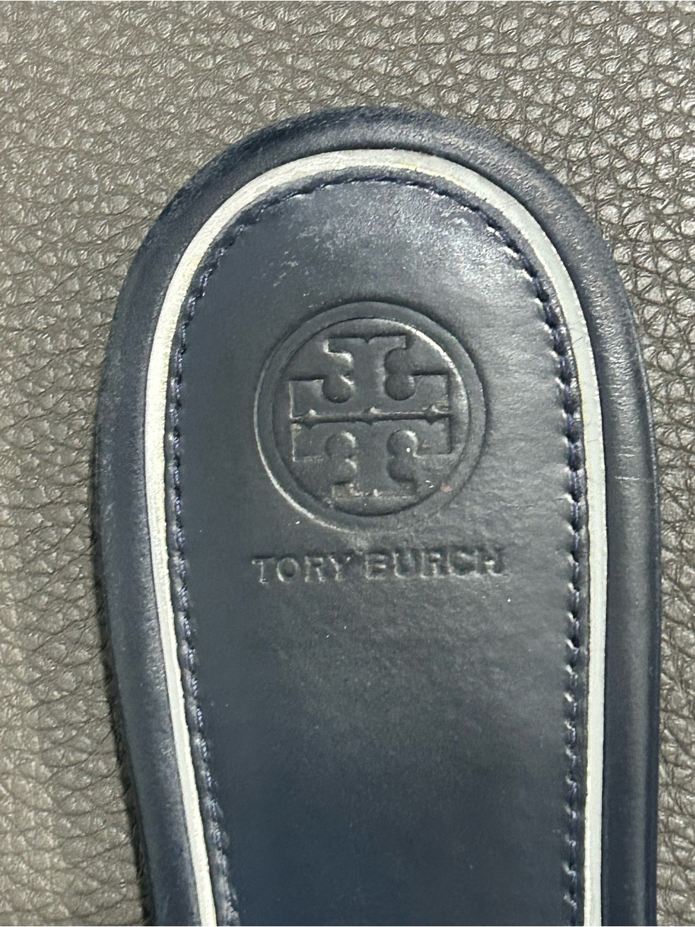 Tory Burch Navy Leather Miller Sandals - Picture 3 of 10